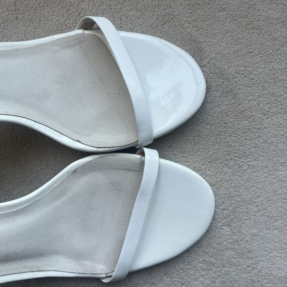 Jeffrey Campbell Illusive White Patent Leather Stiletto Heel Sandals Women 9 - Picture 7 of 14